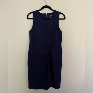 TAHARI NAVY STRAIGHT DRESS 10 PETITE